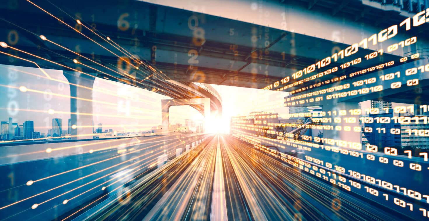 highway roads with data overlay